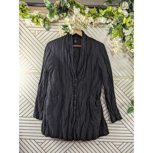 EILEEN FISHER Women's Textured Cotton Modal Jacket Button Up Black Size Medium